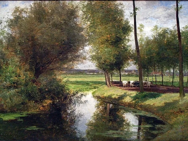 1823-César De Cock - Paesaggio del fiume Lys